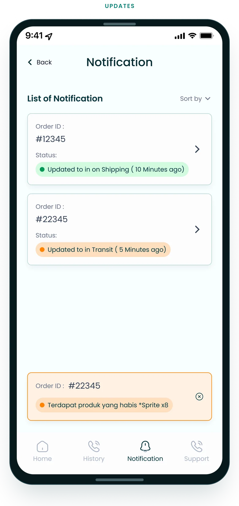 B2B Supply Chain — Updates: notifications
