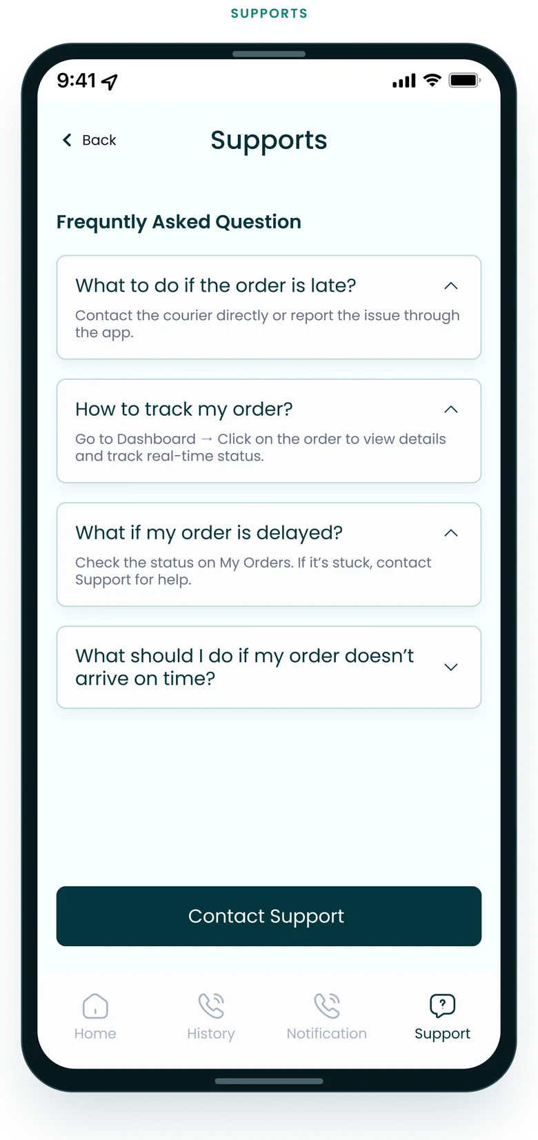 B2B Supply Chain — Supports: FAQ and contact