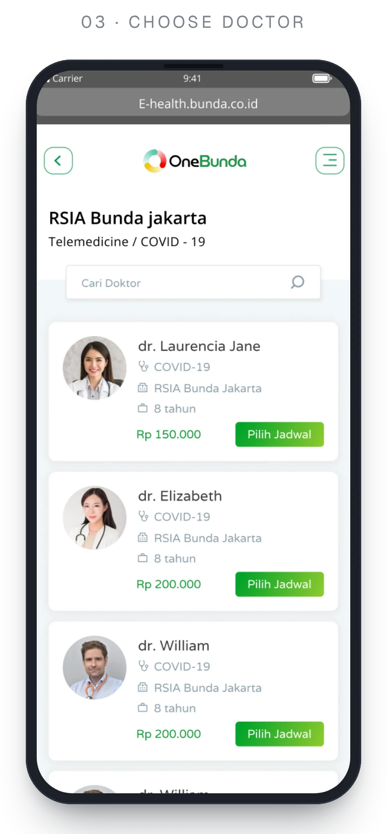 E-Health PWA — Choose a doctor