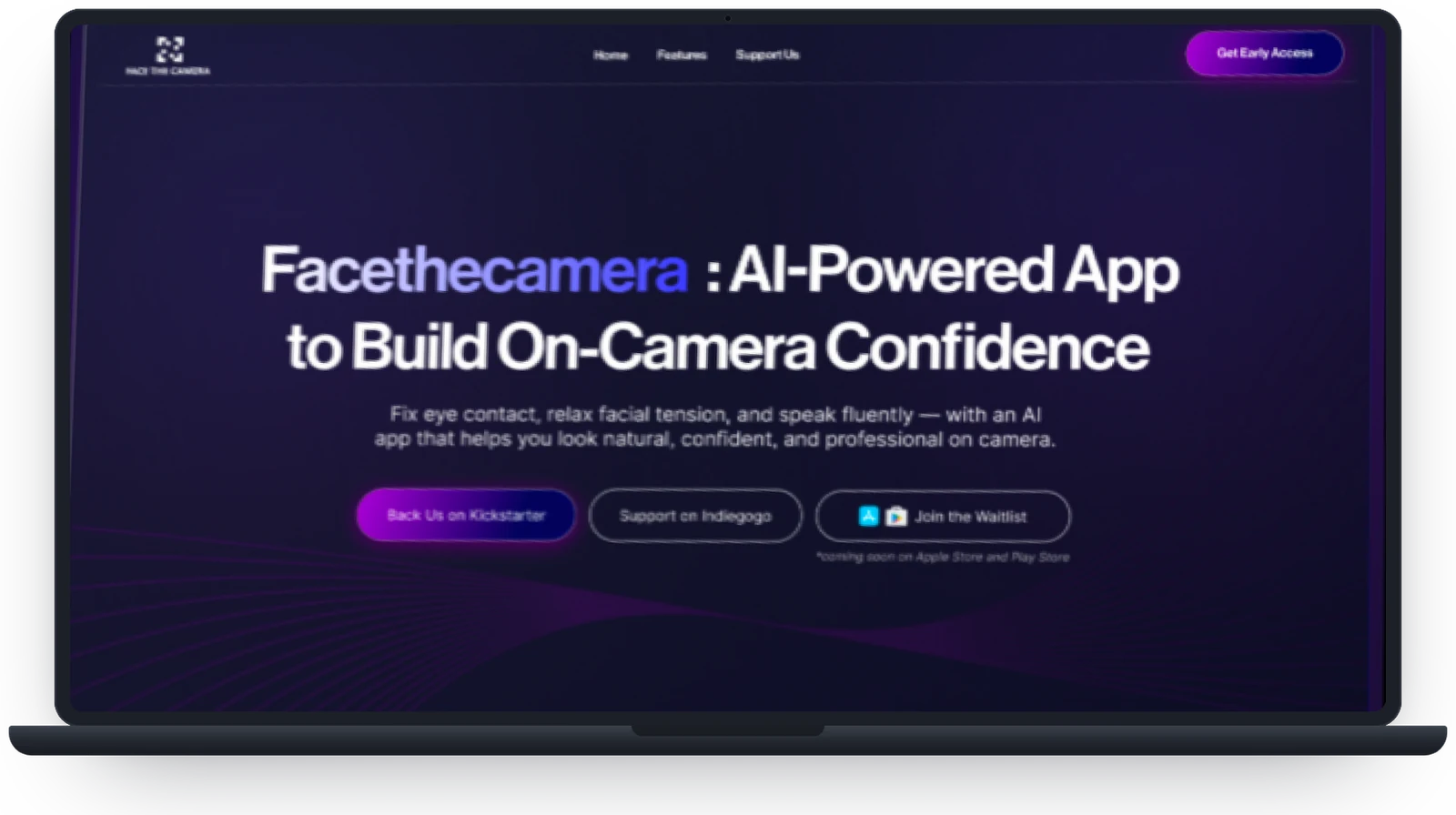 AI Teleprompter — Landing page on desktop