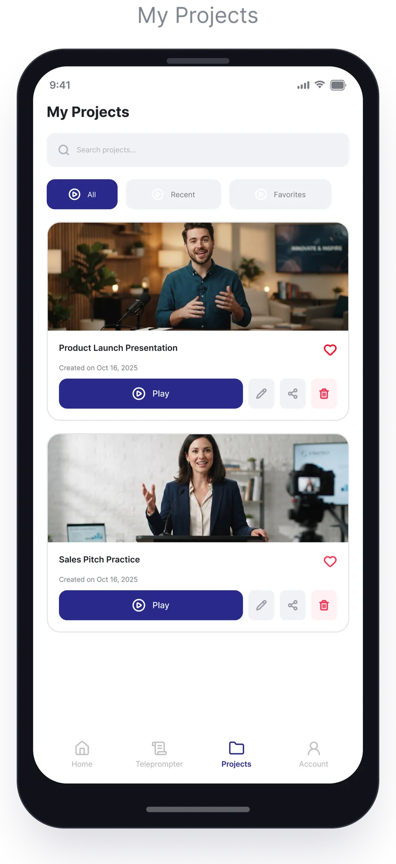 AI Teleprompter — Mobile app: My Projects