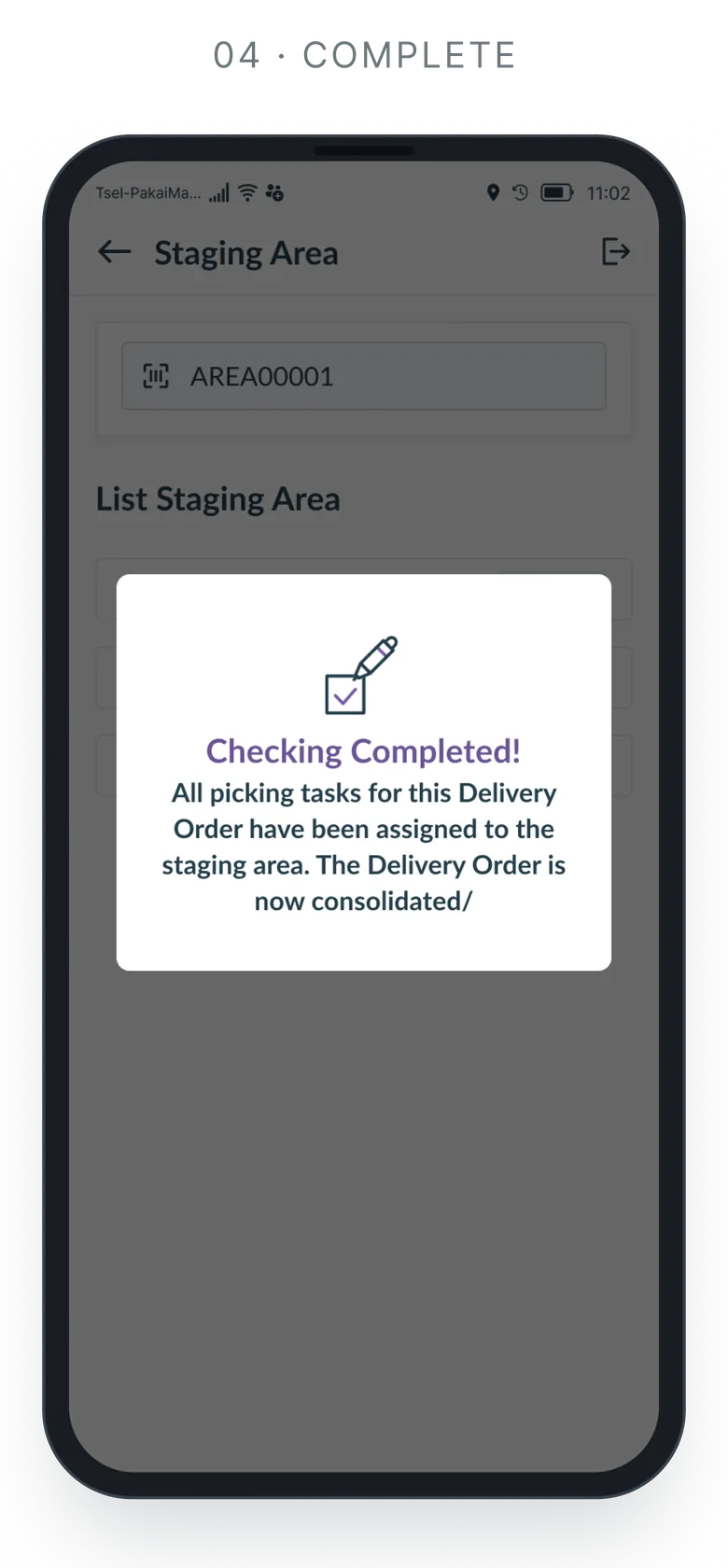 WMS System — Mobile app: checking completed